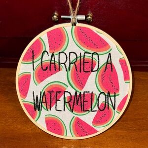 Watermelon Embroidery Hoop Art